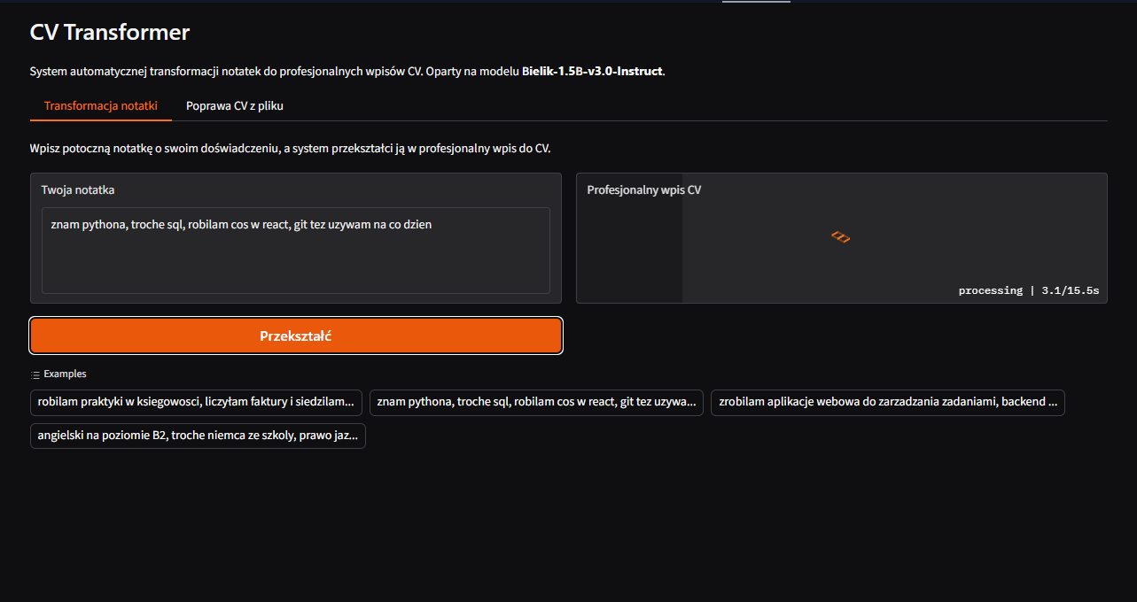 Transformacja notatki w czasie rzeczywistym